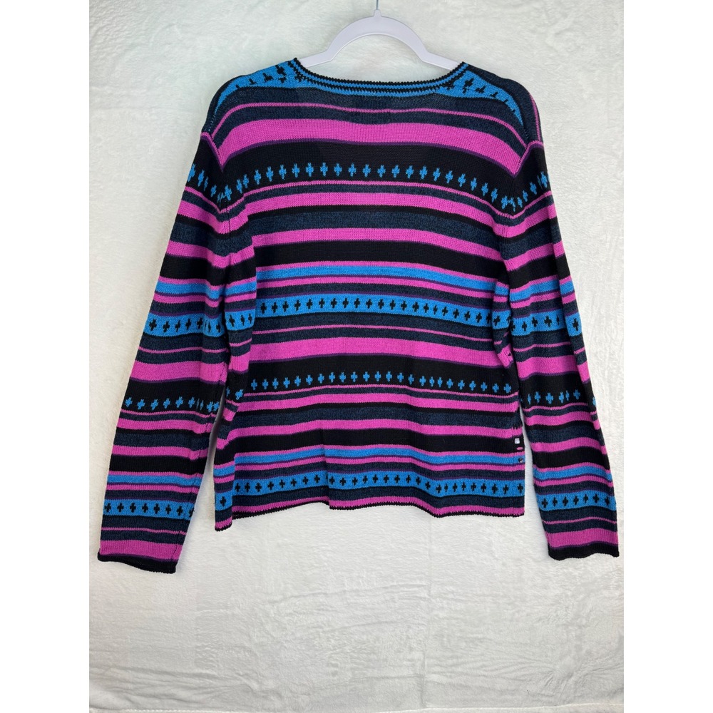 St Johns Bay Vintage Cardigan Sweater XL Pink Blue Sequin Beaded Lambswool Blend - Picture 7 of 8
